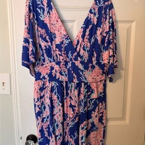 Lilly Pulitzer Blue and Pink Parigi romper dress
